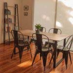 CASA FERRO Comedor Moderno para 6 Personas, Patas de Acero, Superficie Color Roble. NO Incluye SILLAS.