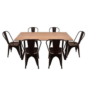 CASA FERRO Comedor Moderno para 6 Personas, Patas de Acero, Superficie Color Roble. NO Incluye SILLAS.
