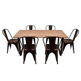 CASA FERRO Comedor Moderno para 6 Personas, Patas de Acero, Superficie Color Roble. NO Incluye SILLAS.