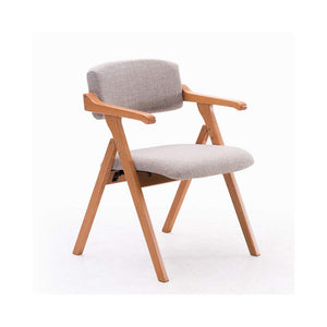 Taburete de cintura Silla de comedor de madera maciza Nordic Minimalista creativa con reposabrazos Silla plegable Silla de escritorio Silla de conferencia Silla de ocio (Color : Wood color-A cotton)