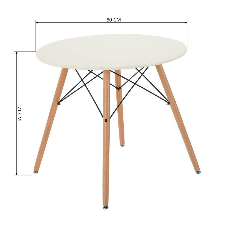 FurnitureR Eames Mesa para Comedor de 4 Personas Cocina Patas de Madera Estilo Moderno (Blanco)