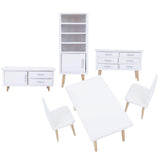 Zerodis 6 UNIDS Muebles de Casa de Muñecas, 1:12 Mini Sala de Estar de Madera Comedor Estilo Silla de Mesa Conjunto de Muebles para Casas de Muñecas Blanco