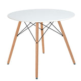 FurnitureR Eames Mesa para Comedor de 4 Personas Cocina Patas de Madera Estilo Moderno (Blanco)
