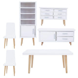 Zerodis 6 UNIDS Muebles de Casa de Muñecas, 1:12 Mini Sala de Estar de Madera Comedor Estilo Silla de Mesa Conjunto de Muebles para Casas de Muñecas Blanco