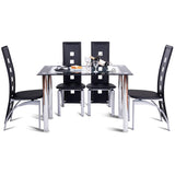 TANGKULA Juego de Mesa Set Mesa y Sillas de Acero Inoxidable Comedor Vidrio Templado Muebles de Desayuno Style 1 Mesa 4 Sillas