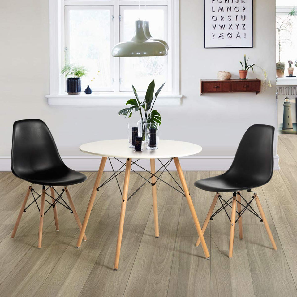 FurnitureR Eames Mesa para Comedor de 4 Personas Cocina Patas de Madera Estilo Moderno (Blanco)