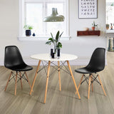 FurnitureR Eames Mesa para Comedor de 4 Personas Cocina Patas de Madera Estilo Moderno (Blanco)