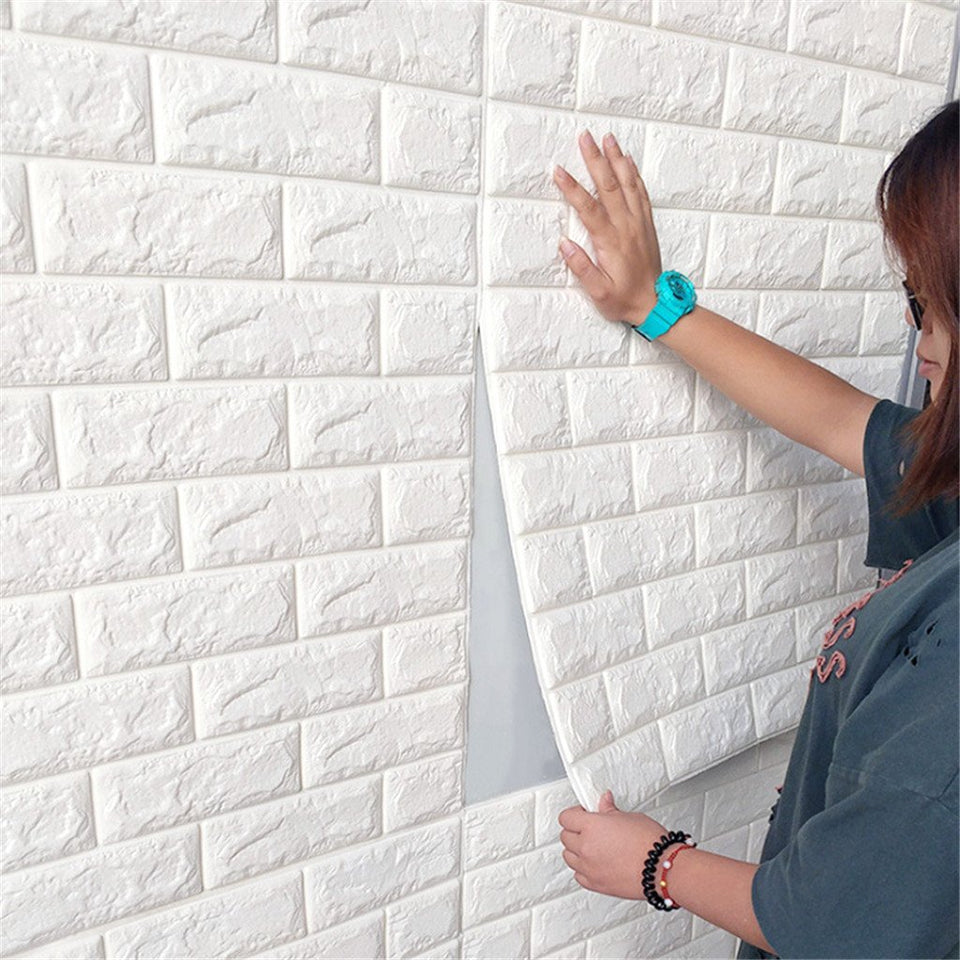 3D DIY Fondo De Pantalla De Ladrillo, Pegatinas De Pared De Patrón De Ladrillo, Papel Tapiz Autoadhesivo Para Sala De Estar Dormitorio 70 * 77Cm,10Pcs