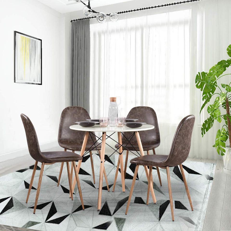 FurnitureR Eames Mesa para Comedor de 4 Personas Cocina Patas de Madera Estilo Moderno (Blanco)