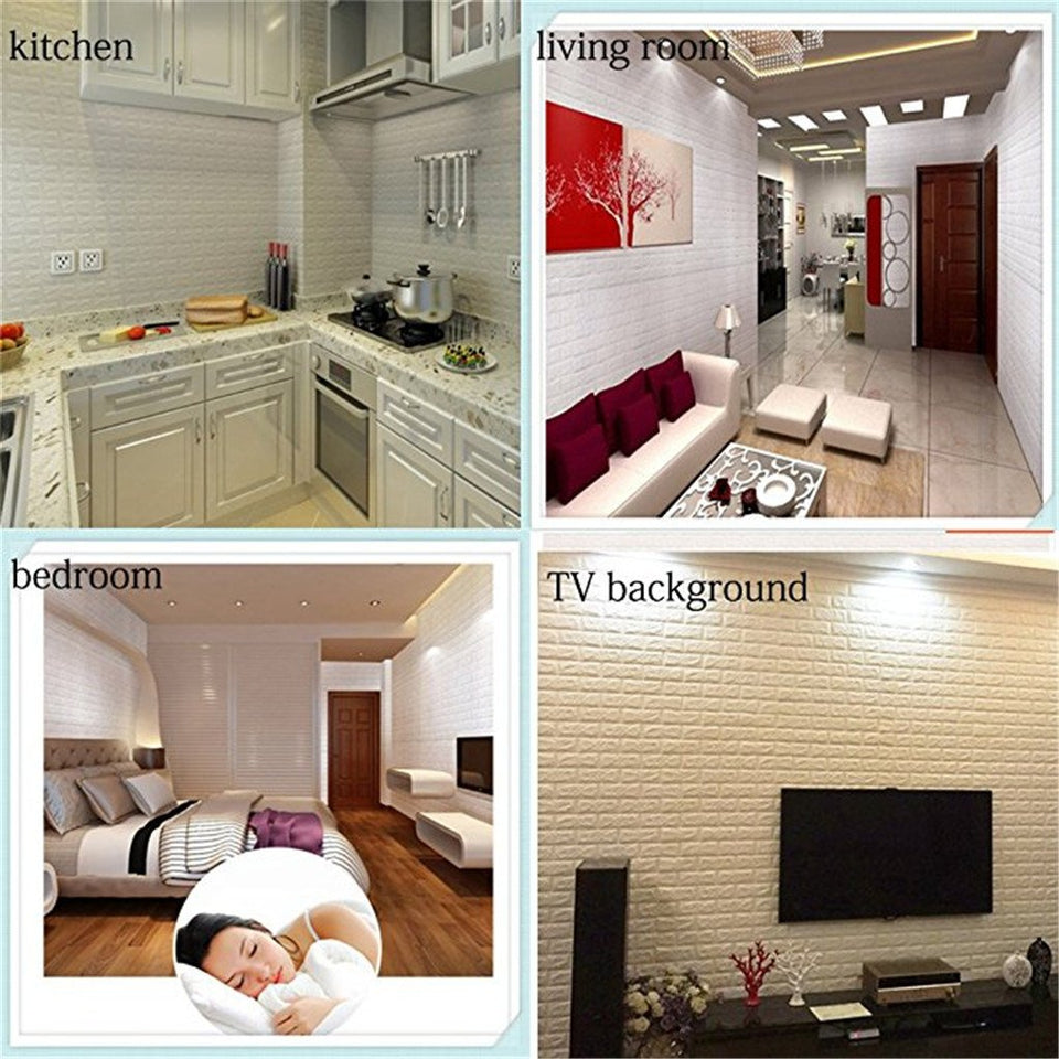 3D DIY Fondo De Pantalla De Ladrillo, Pegatinas De Pared De Patrón De Ladrillo, Papel Tapiz Autoadhesivo Para Sala De Estar Dormitorio 70 * 77Cm,10Pcs