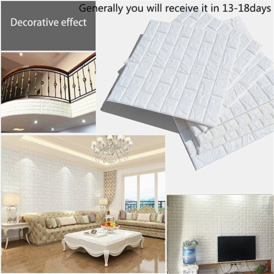 3D DIY Fondo De Pantalla De Ladrillo, Pegatinas De Pared De Patrón De Ladrillo, Papel Tapiz Autoadhesivo Para Sala De Estar Dormitorio 70 * 77Cm,10Pcs