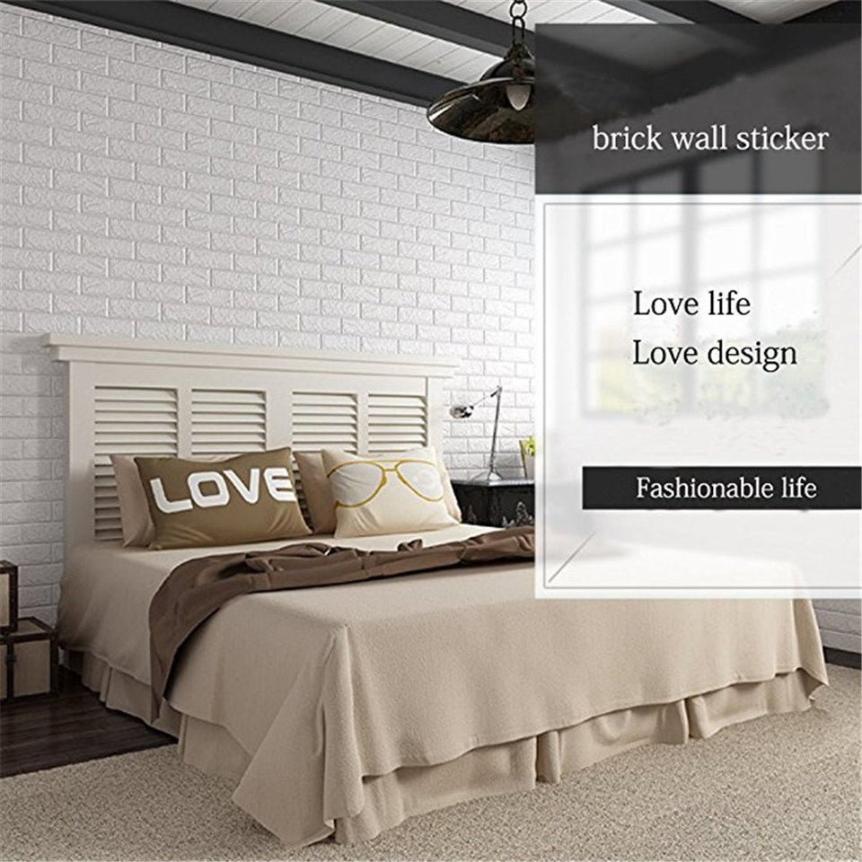 3D DIY Fondo De Pantalla De Ladrillo, Pegatinas De Pared De Patrón De Ladrillo, Papel Tapiz Autoadhesivo Para Sala De Estar Dormitorio 70 * 77Cm,10Pcs