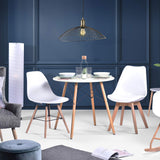 FurnitureR Eames Mesa para Comedor de 4 Personas Cocina Patas de Madera Estilo Moderno (Blanco)