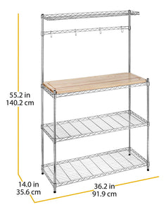 Whitmor 6054-268 - Supreme Baker's Rack with Food Safe Removable Wood Cutting Board, Chrome and Wood, 14.0" L x 36.25" W x 55.25" H (35.6 x 92.1 x 140.3 cm)
