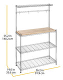 Whitmor 6054-268 - Supreme Baker's Rack with Food Safe Removable Wood Cutting Board, Chrome and Wood, 14.0" L x 36.25" W x 55.25" H (35.6 x 92.1 x 140.3 cm)
