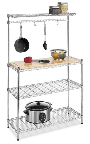 Whitmor 6054-268 - Supreme Baker's Rack with Food Safe Removable Wood Cutting Board, Chrome and Wood, 14.0