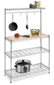 Whitmor 6054-268 - Supreme Baker's Rack with Food Safe Removable Wood Cutting Board, Chrome and Wood, 14.0" L x 36.25" W x 55.25" H (35.6 x 92.1 x 140.3 cm)