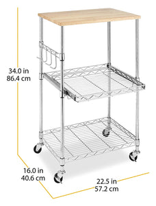 Whitmor Supreme - Carrito de Cocina (Madera y Cromo), Carro MICROONDAS, Cromado, 1