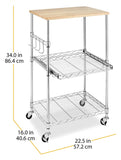 Whitmor Supreme - Carrito de Cocina (Madera y Cromo), Carro MICROONDAS, Cromado, 1