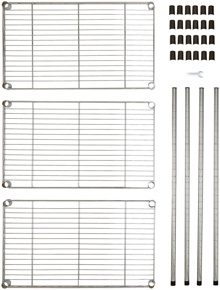 AmazonBasics 3-Shelf Shelving Unit - Chrome