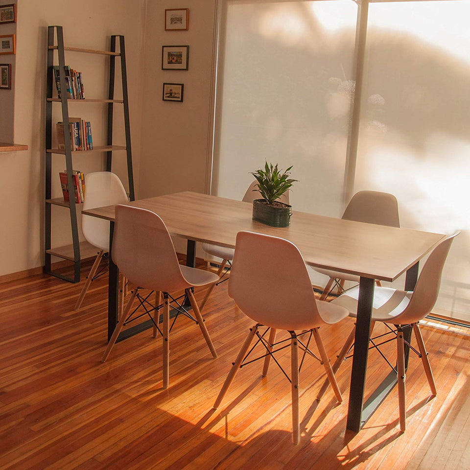 CASA FERRO Comedor Moderno para 6 Personas, Patas de Acero, Superficie Color Roble. NO Incluye SILLAS.